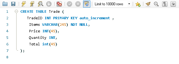 Manual writing of code for Table creation.